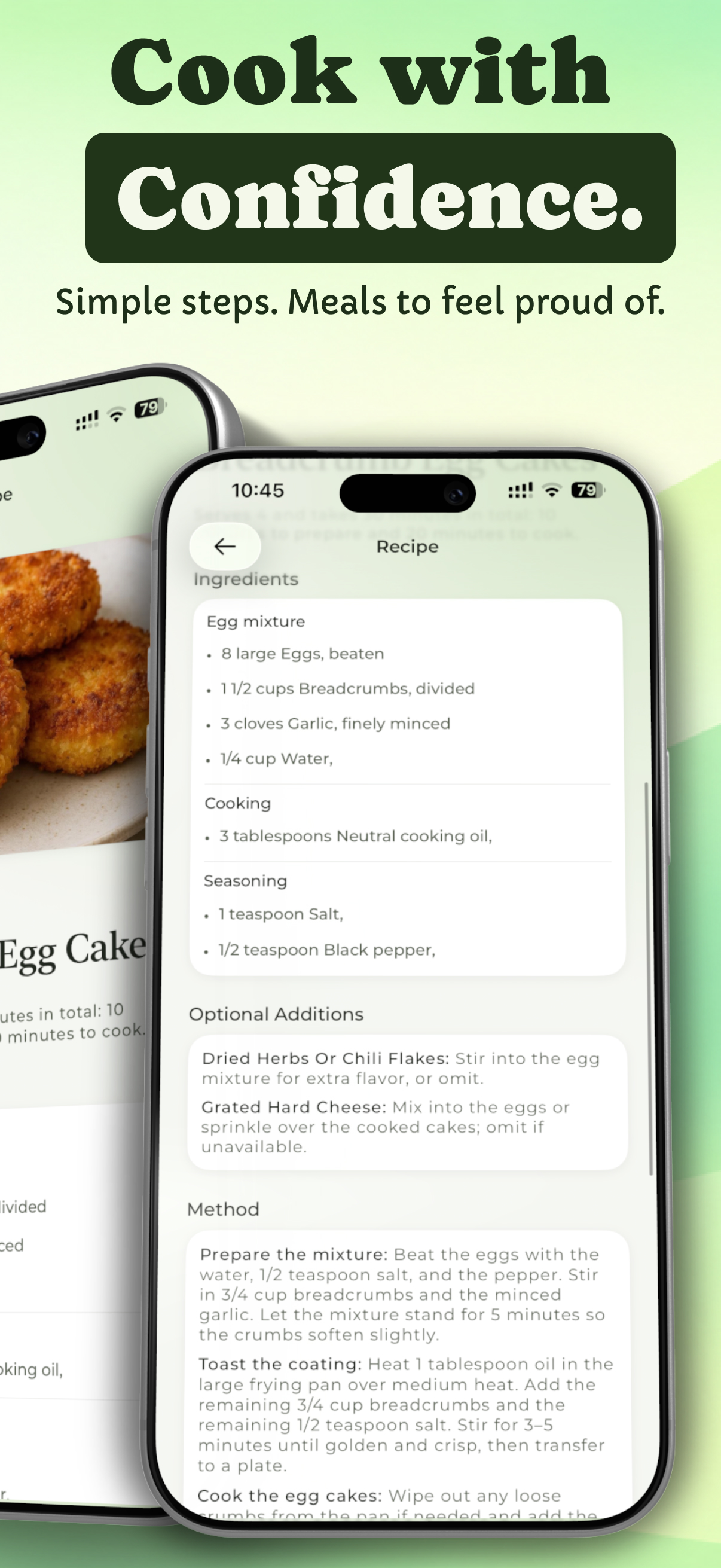 Recipe ingredients, optional additions and cooking method